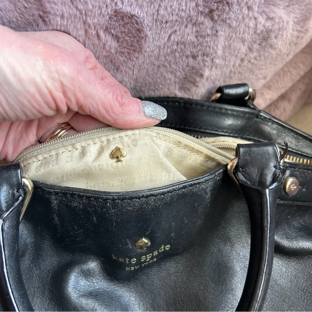 Kate Spade Black Leather Carry-all Shoulder Satchel/Crossbody Bag